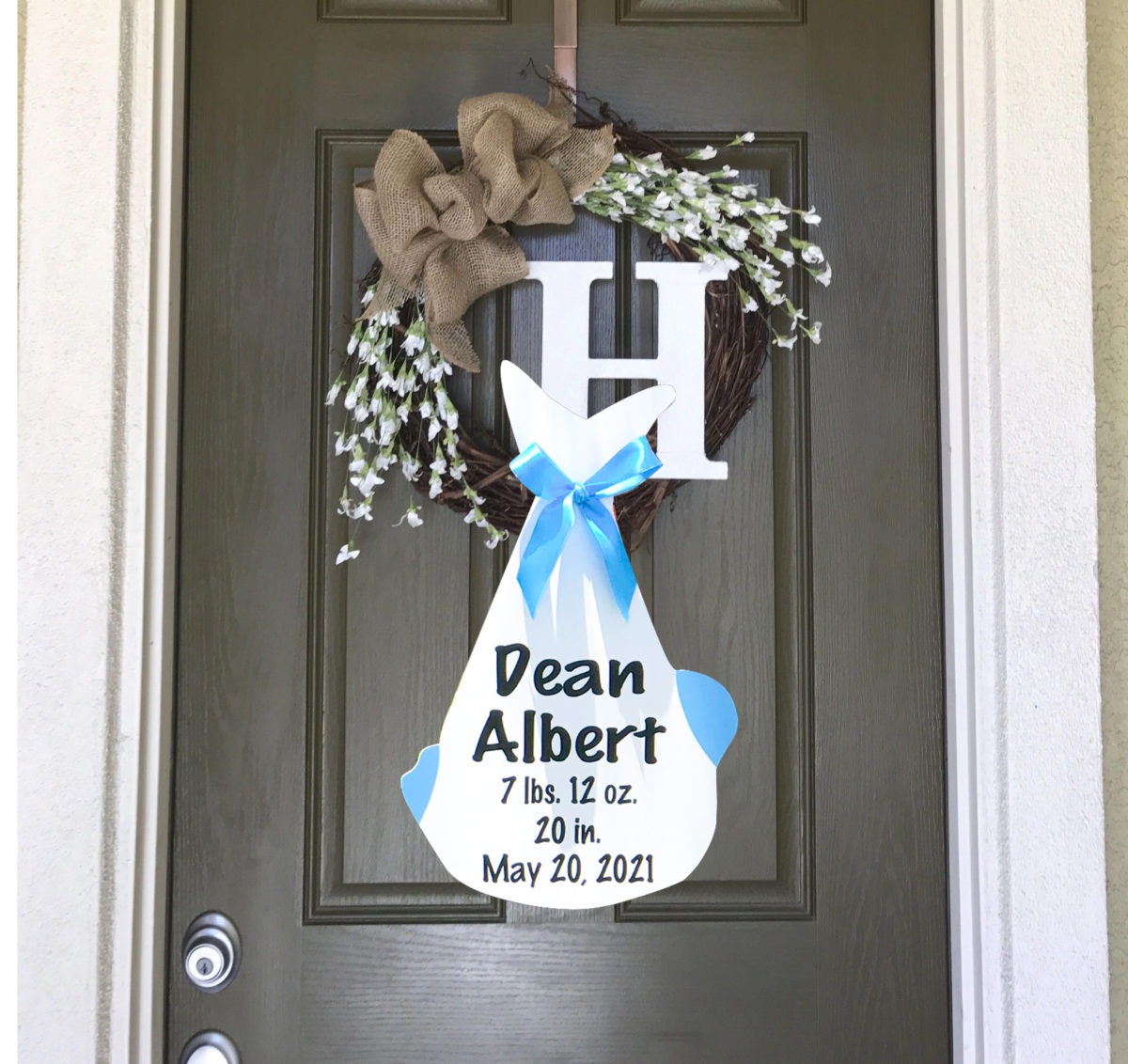 Just the Bundle as a Door Hanger, Birth Announcement Yard Stork Sign in The Woodlands, Spring, Kingwood, TX