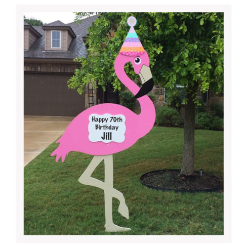 Flamingo with Toppers , Birthday and Birth Announcement Yard Stork Sign in The Woodlands, Spring, Kingwood, TX
